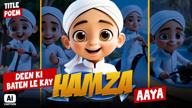 Title Poem | Aaya Deen Ki Baten Le Kay Hamza Aaya | Hamza Cartoon Series | AI Cartoon VideoTitle Poem | Aaya Deen Ki Baten Le Kay Hamza Aaya | Hamza Cartoon Series | AI Cartoon Video